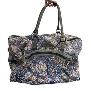Vintage Protocol Floral Tapestry Zip Duffel Travel Bag Luggage